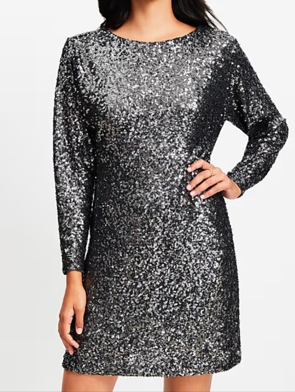 LOFT Sequin Boatneck Mini Dress